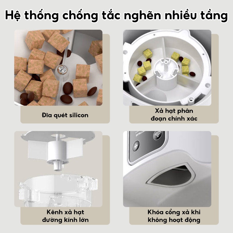 Bát đơn 5L WiFi Máy cho mèo ăn tự động thông minh cho thú cưng chó mèo Hẹn giờ và định lượng