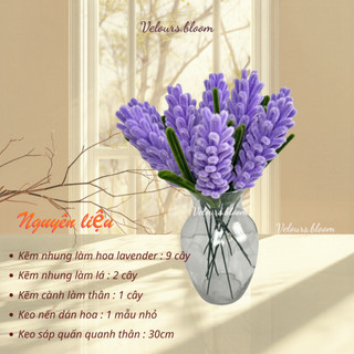 (Set Tự Làm) Hoa Lavender Kẽm Nhung - Set DIY Lavender Velours Tự Tay Sáng Tạo, Thư Giãn, Ý Nghĩa