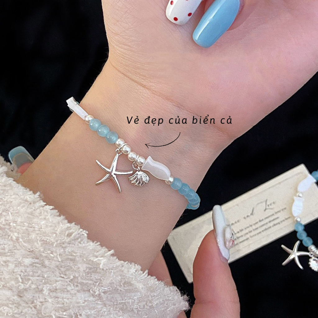 Lắc tay nữ sao biển đính đá cao cấp, Vòng tay nữ Starfish hợp kim không gỉ Imoon Jewelry