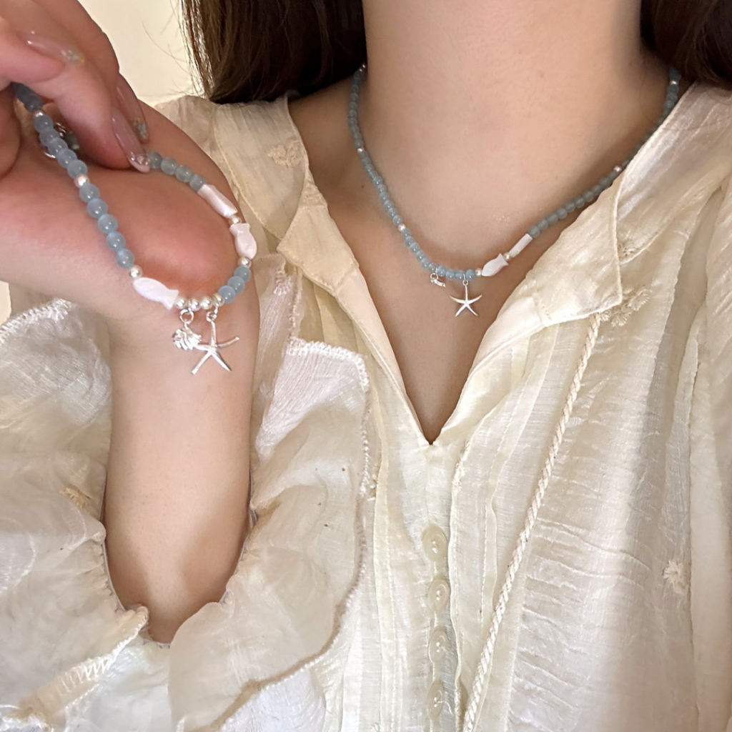 Lắc tay nữ sao biển đính đá cao cấp, Vòng tay nữ Starfish hợp kim không gỉ Imoon Jewelry