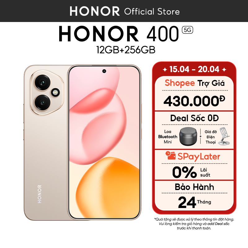 Điện Thoại Honor 400 5G 12GB + 256GB | AI Camera 200MP, Sạc Nhanh 80W | Snapdragon 7 Gen 3 | BH 24 Tháng