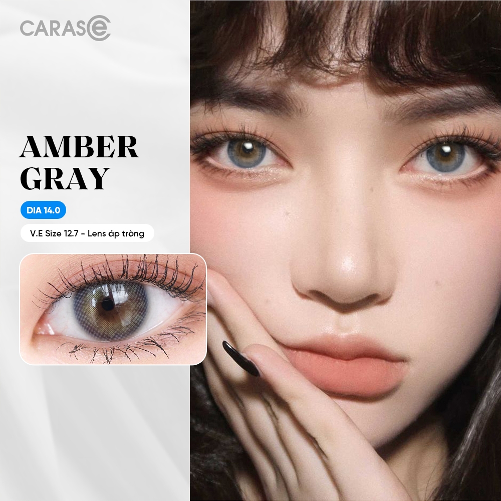 [1 chiếc] Kính áp tròng khoá ẩm 8H 3 Tháng Màu Xám CARASE, Lens cận AMBER GRAY