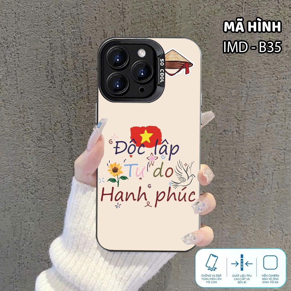 Ốp Lưng iPhone IMD ĐỘC LẬP TỰ DO HP, Chống Sốc, Bảo Vệ Camera dành cho iP 7/8/X/XSMAX/11/12/13/14/15/16/17/Pro/Max