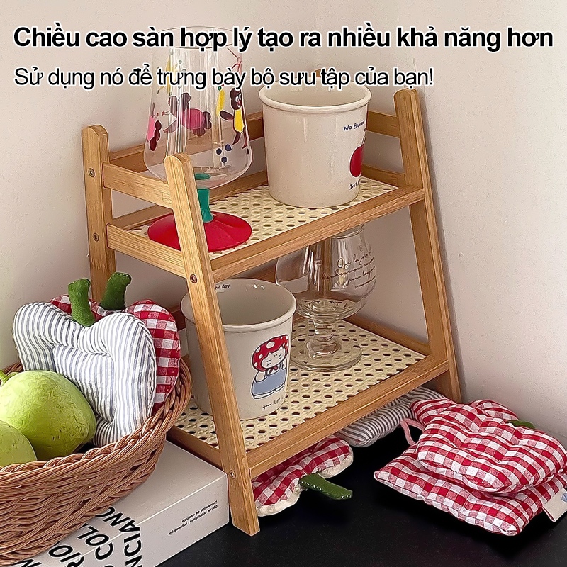 Giá Để Đồ Nhỏ Gọn Kệ Hai Tầng Bằng Gỗ Giải Pháp Lưu Trữ Thông Minh Cho Góc Bếp Bàn Làm Việc