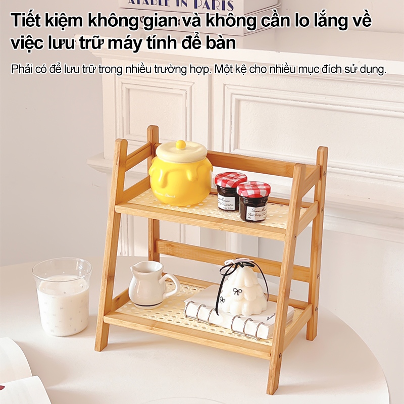 Giá Để Đồ Nhỏ Gọn Kệ Hai Tầng Bằng Gỗ Giải Pháp Lưu Trữ Thông Minh Cho Góc Bếp Bàn Làm Việc