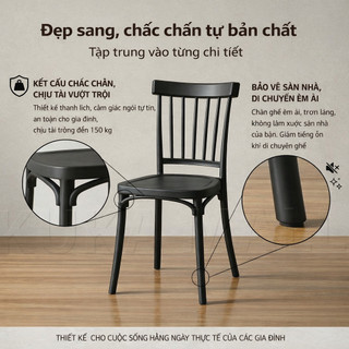 Ghế Tựa Lưng Xếp Chồng, Chống UV, Bền Đẹp, Chắc Chắn, Dùng Cho Nhà Hàng, Quán Cà Phê Ngoài Trời