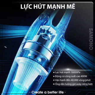 Máy hút bụi cầm tay Samono VCG16 lực hút 16000pa, công suất 400W với bộ lọc bụi mịn HEPA - BH 1 năm