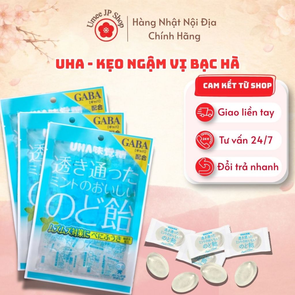 Kẹo ngậm vị bạc hà UHA gói 92g - Nhập Khẩu Nhật Bản