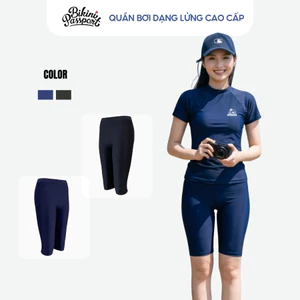 Quần bơi lẻ Nữ BIKINI PASSPORT dáng lửng có logo - Màu Xanh Đen - BS1014_NV