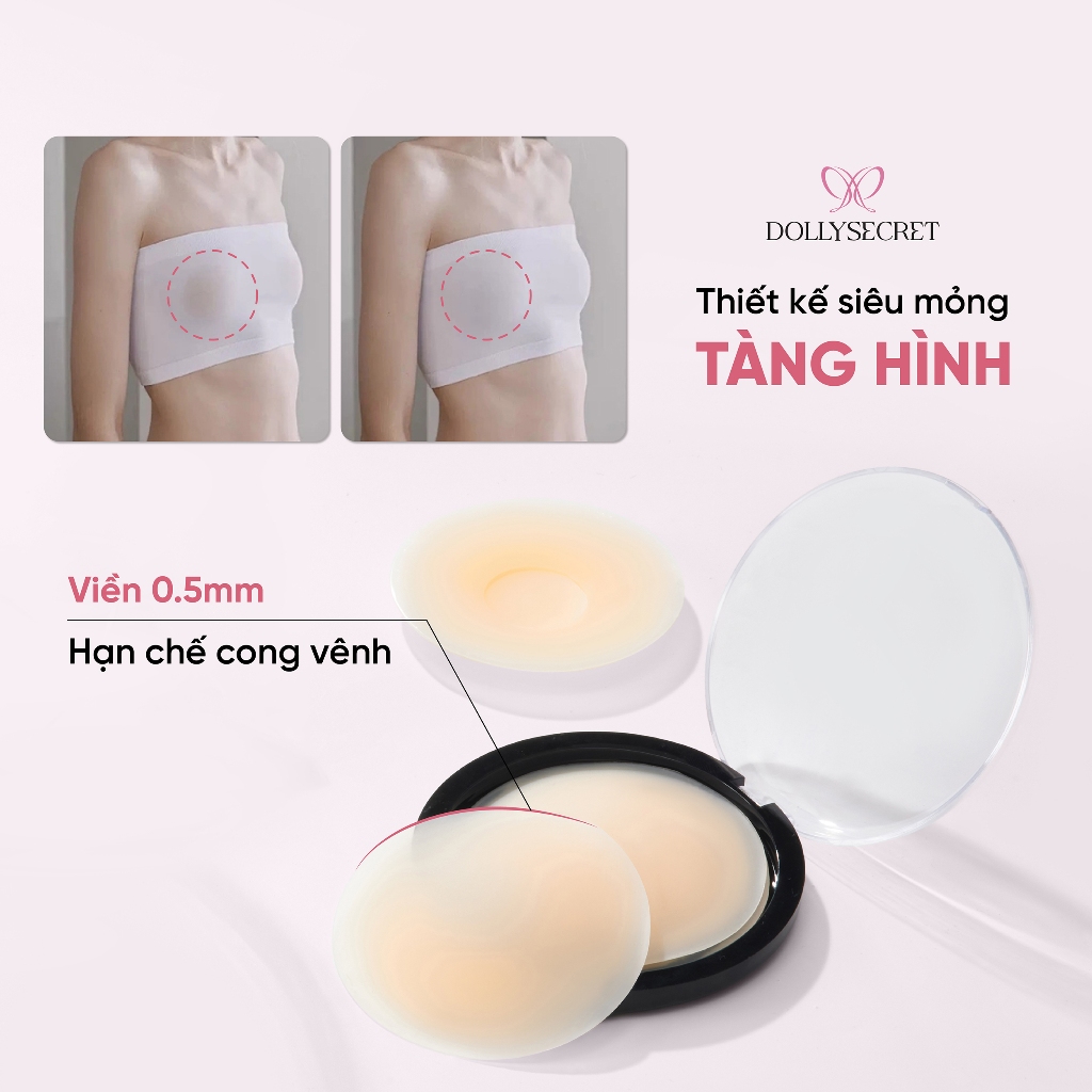 [COMBO] Miếng Dán Ngực Tàng Hình Hydrogel Lô Hội Bảo Vệ Nhũ Hoa DOLLYSECRET Chống Rớt Tái Sử Dụng Nhiều Lần