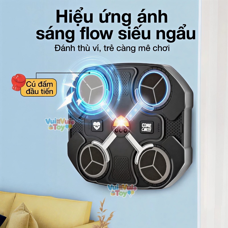 Máy tập boxing thông minh có nhạc Bảng đấm điện tử treo tường cho trẻ em, đồ chơi rèn luyện phản xạ