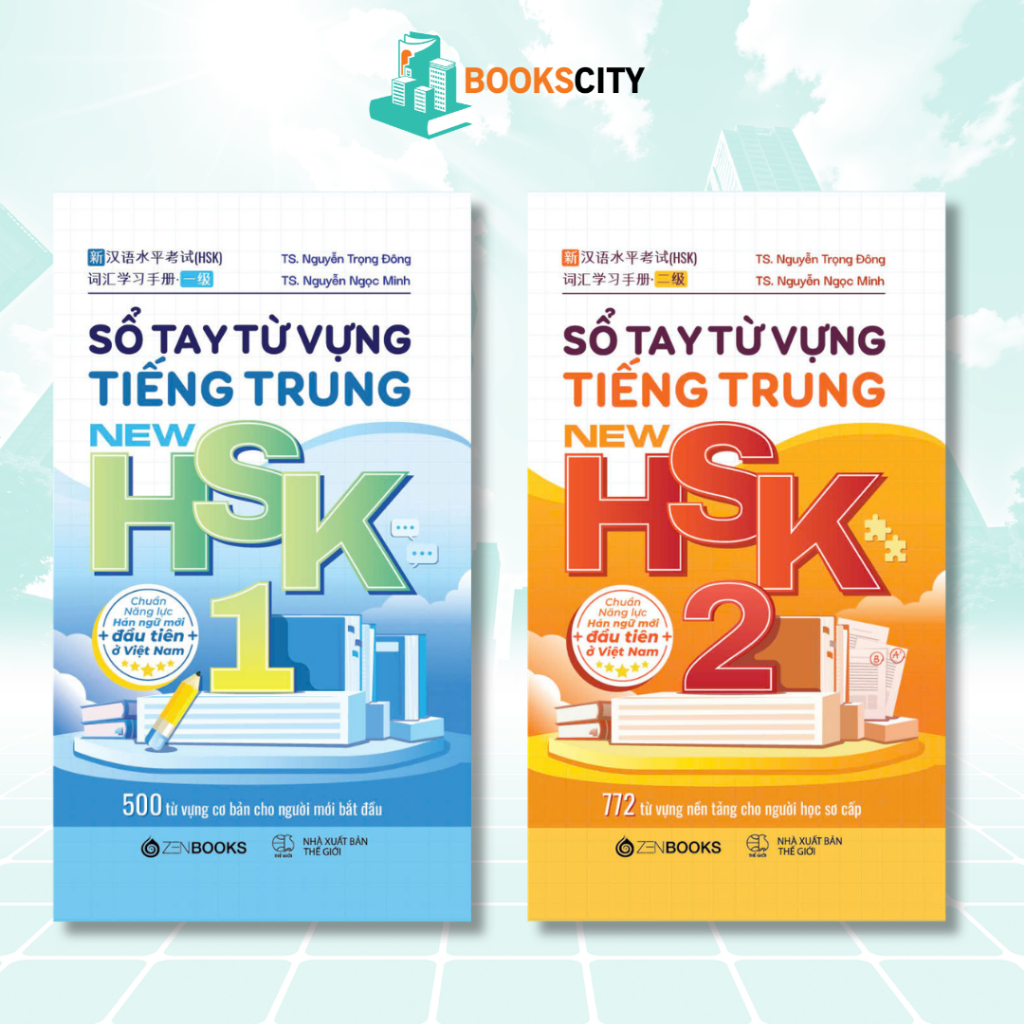 Sách - Combo Sổ Tay Từ Vựng Tiếng Trung New HSK 1 + 2 - Chuẩn Năng Lực Hán Ngữ Mới Đầu Tiên Tại Việt Nam