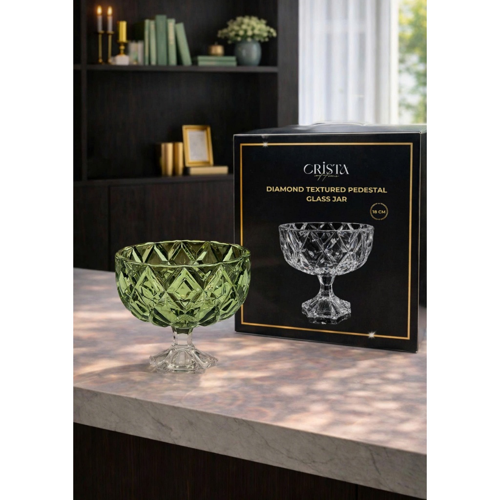 Bộ Cốc Bình Hũ Thủy Tinh Xanh Matcha Cao Cấp Crista home 280ml 350ml Bình 1L Lọ Hoa Hũ Mứt 3 Chân Decor _ bán sỉ SLL