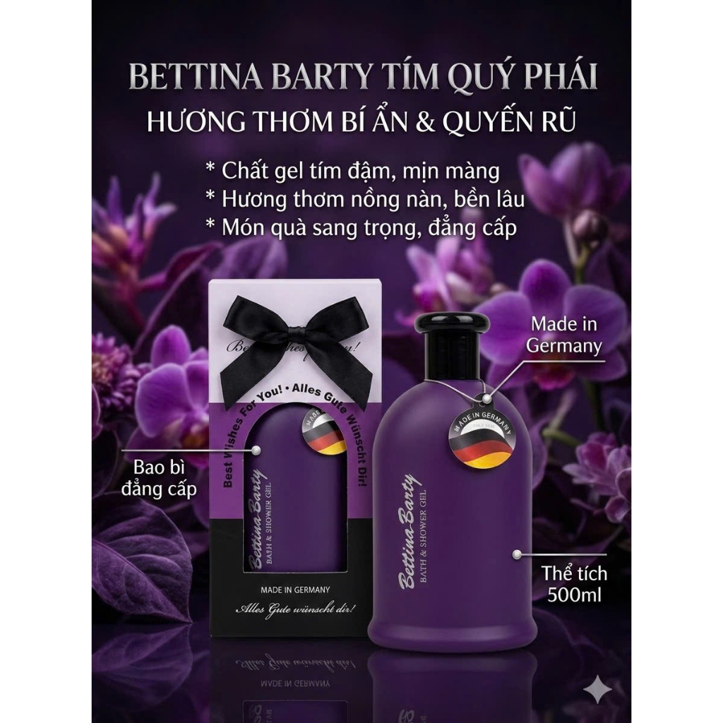 Sữa tắm hương nước hoa Bettina Barty của Đức dành cho Nam và nữ
