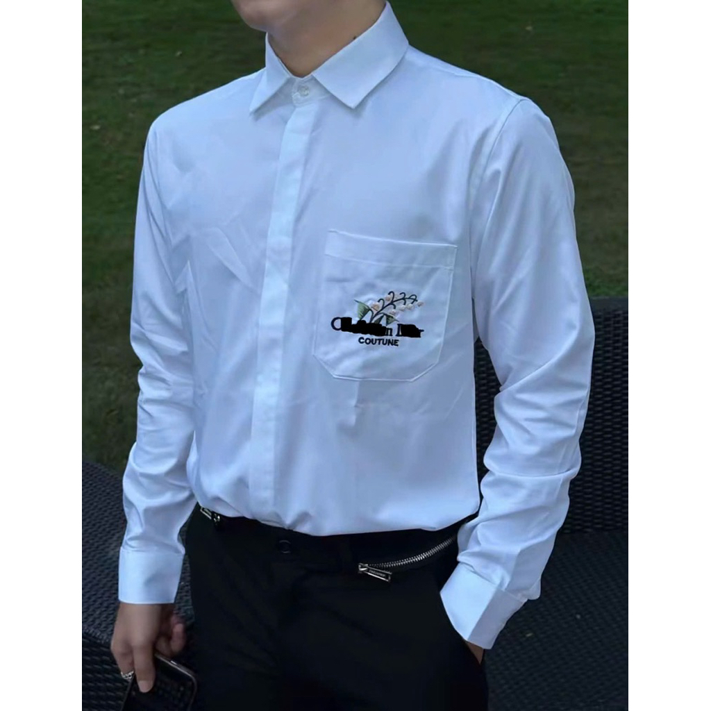 ⚡️[Hight Quality] Áo Sơ Mi Nam Nữ D100 Shirt Lili Of Va11ey - Điểm Nhấn Chữ Thêu Hoa Trước Túi Cao Cấp Loại 1