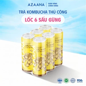 Lốc 6 lon trà Azaana KOMBUCHA vị Sấu Gừng (330ml/lon) Nước Trà lên men tự nhiên