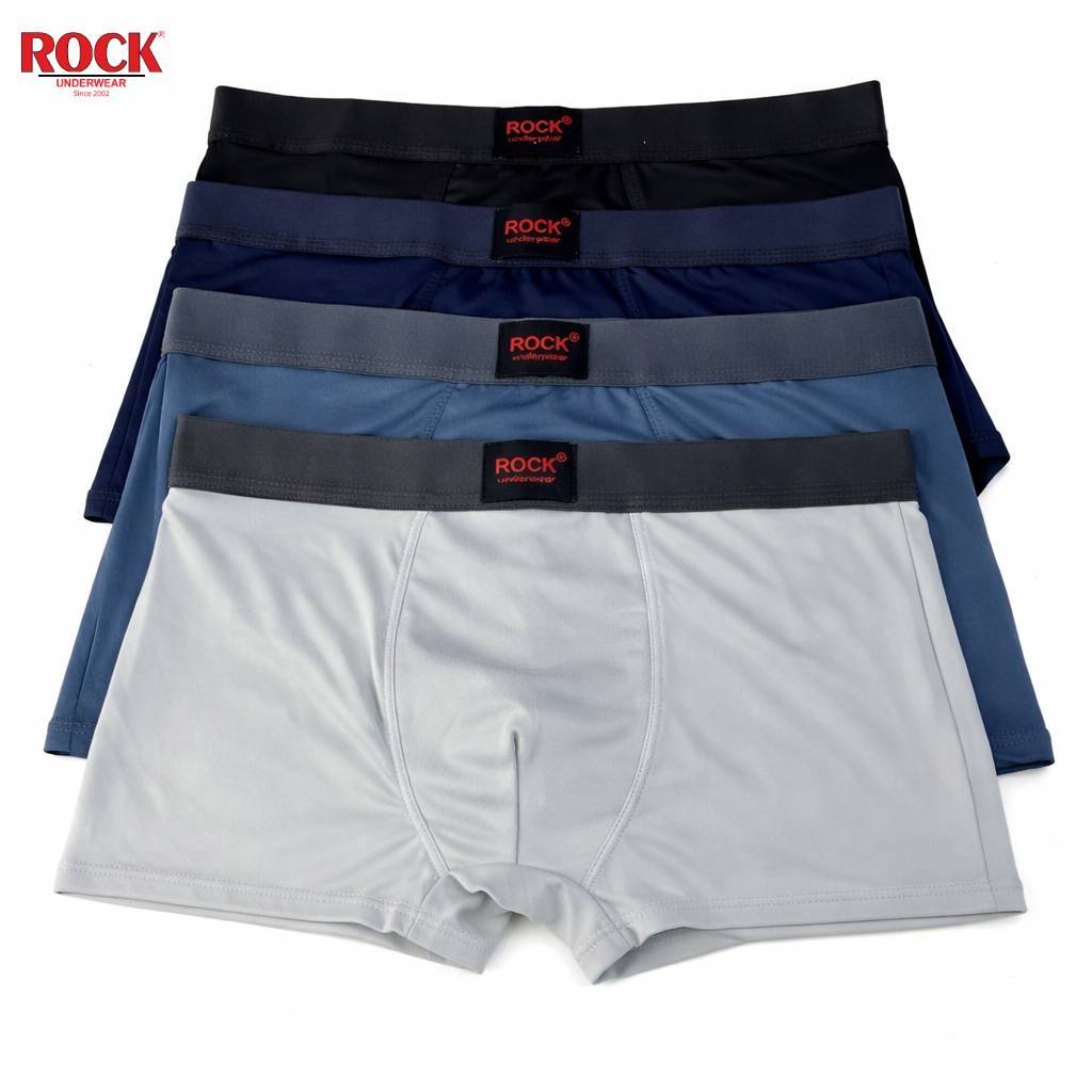 Combo 3 Quần Lót Nam Boxer ROCK QA 1060 Trơn Mát Thoáng Khí Cao Cấp, Quần SỊp Nam Boxer Mềm Mại Thoải Mái Ngày Dài