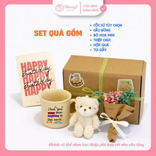 Hộp Quà Sinh Nhật - Cốc Sứ + Gấu + Hoa + Thiệp - Quà tặng Bạn Gái, Người yêu | Set Quà 8/3, 20/10