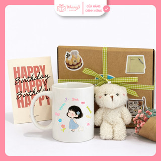Hộp Quà Sinh Nhật - Cốc Sứ + Gấu + Hoa + Thiệp - Quà tặng Bạn Gái, Người yêu | Set Quà 8/3, 20/10
