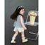 Set Hè Bé Gái Áo Kiều Kẻ Xanh Nhạt Sát Nách Kiểu (Chun)Phối Quần Ngắn Siêu Dễ Thương Cho Bé Đi Chơi