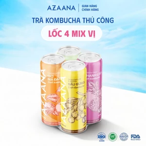 Lốc 4 lon trà Azaana KOMBUCHA mix vị (330ml/lon) Nước Trà lên men tự nhiên