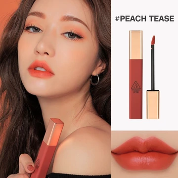3.C.E Cloud Lip Tint #PeachTease - Son kem 3CE Hàn Quốc vỏ vuông, mịn như nhung màu #Cam San Hô