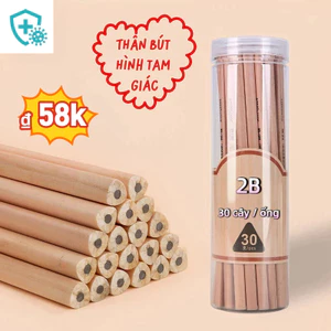 Bút Chì 2B HB 12 30 Cây Thân Tam Giác Gỗ Tự Nhiên Có Tẩy Viết Êm Không Gãy Ruột Đậm Bút Chì Gỗ Đa Màu