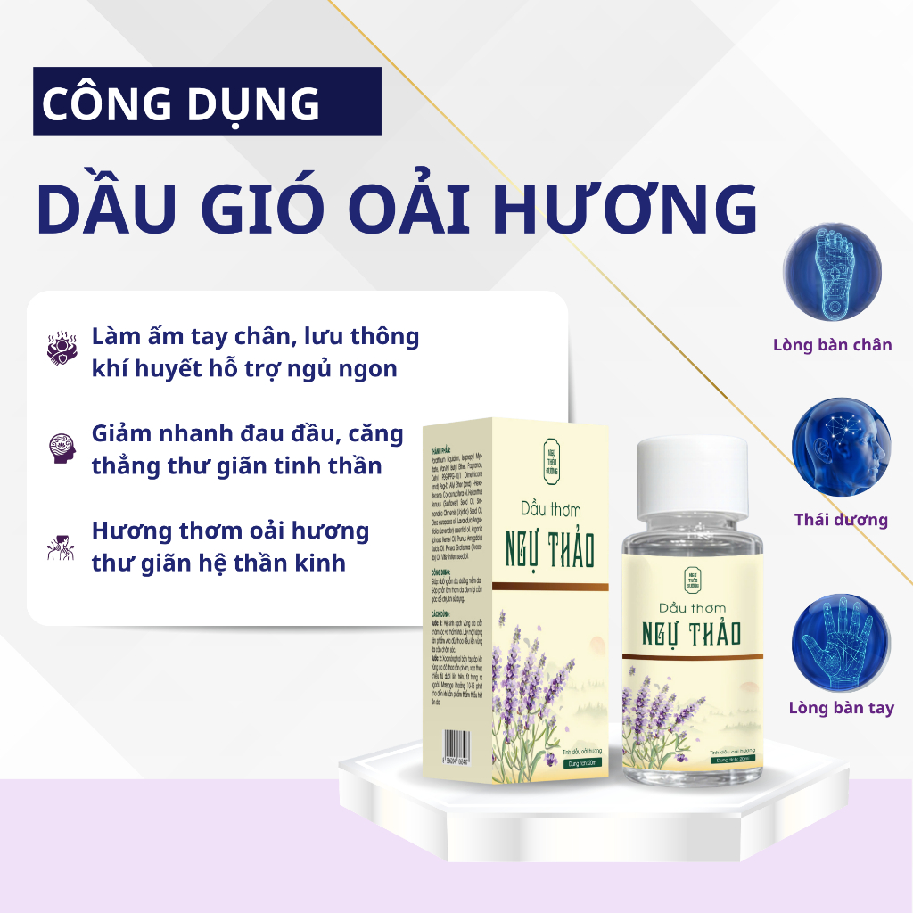 Dầu Gió Thơm Oải Hương Không Hắc, Giúp Ngủ Ngon, Đuổi Muỗi, Thư Giãn Tinh Thần 20ML