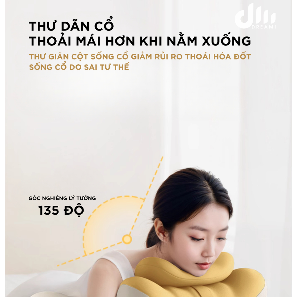 GỐI CÔNG THÁI HỌC DREAMI - GỐI THƯ GIÃN BẢO VỆ ĐỐT SỐNG CỔ CHỐNG MỎI VAI GÁY KHI XEM ĐIỆN THOẠI IPAD...