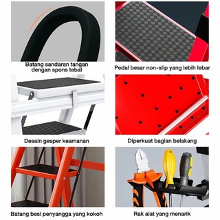 Thang Chữ A Thang Gấp Gọn Ổn định và an toàn 2-8 Bậc Tải Trọng 500kg Lớp phủ Chống rỉ