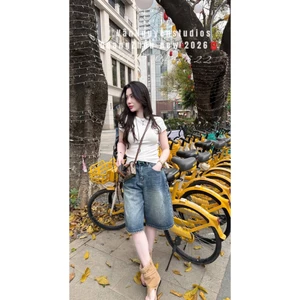 Quần Sooc Jeans Nữ Dáng Ngố Lửng Dài 52cm Basic Dễ Phối Chất Mềm #7181