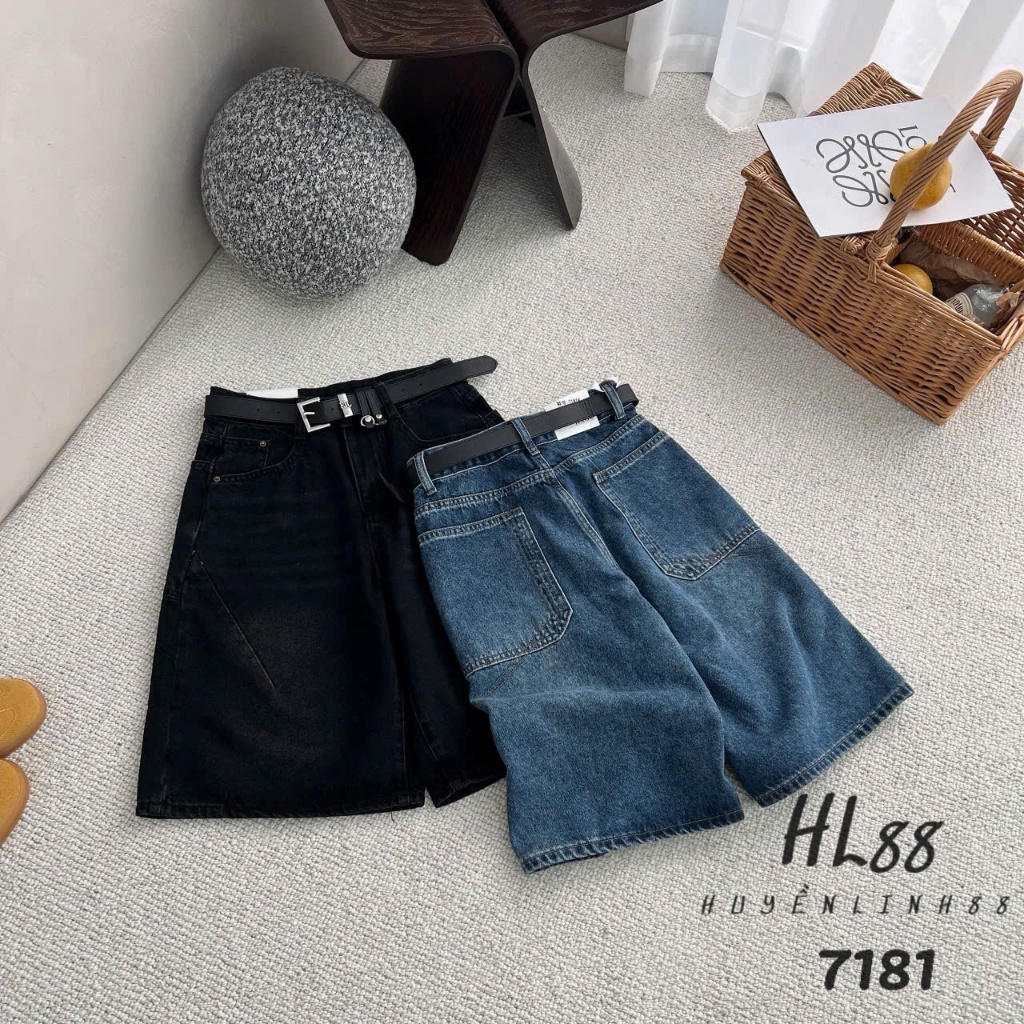 [Sẵn/QC] Quần Sooc Jeans Nữ Dáng Ngố Lửng Dài 52cm Basic Dễ Phối Chất Mềm #7181