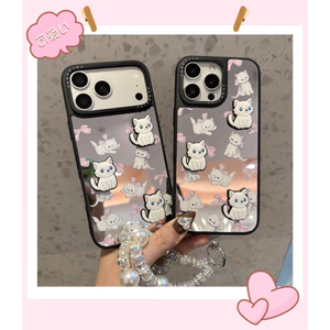 Ốp lưng Gương Mèo Trắng Nơ Hồng phong cách Coquette cho iPhone - Nắng Case