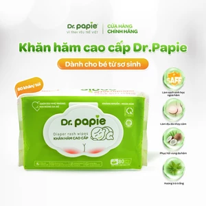 Khăn Ướt Giảm Hăm Phục Hồi Làm Lành Da Hăm Dr.Papie Hương Trà Trắng Khử Mùi Lành Tính (80 khăn/bịch)