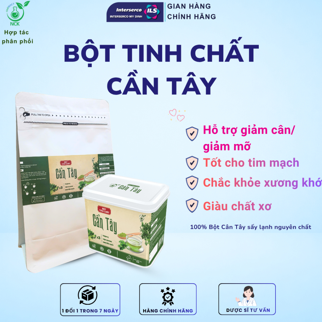 Bột Tinh Chất Cần Tây NCK - Hỗ Trợ Giảm Cân, Giảm Mỡ Máu, Giúp Tiêu Hóa Tốt, Giảm Đầy Hơi (30g)