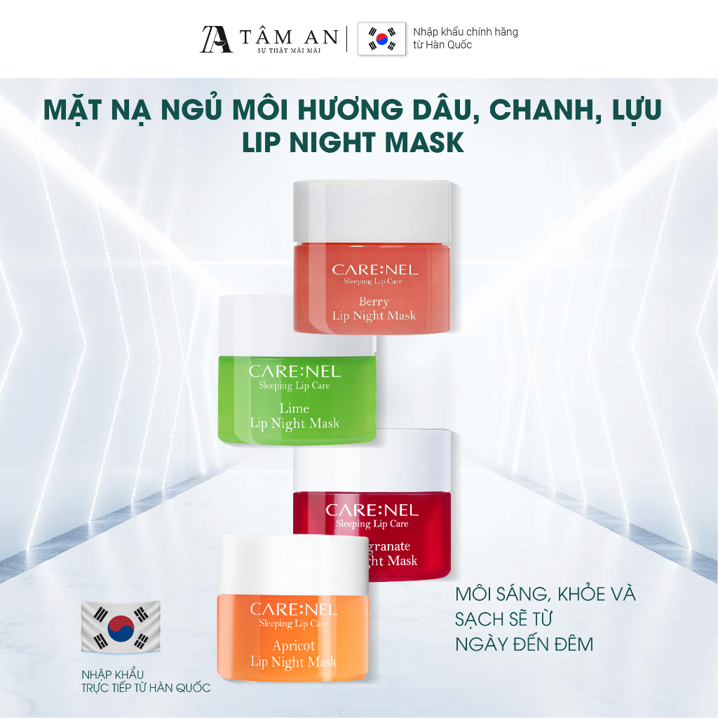 Mặt nạ ngủ tẩy tế bào chết dưỡng ẩm môi căng min hương Chanh CARE:NEL LlME LIP NIGHT MASK 23g