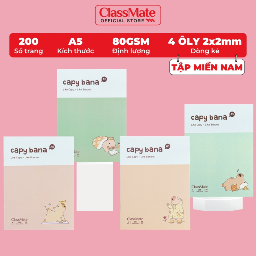 Tập Học Sinh Miền Nam A5 Classmate Vở 4 ÔLy 80gsm 200 Trang Vở 4 ÔLi 2x2mm Vở Học Sinh Cấp 1 Tập Viết Ghi Bài NA5-20-027