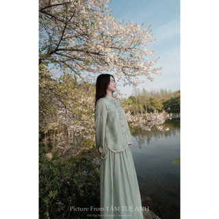 Pháp phục “Bạch Nguyệt Tâm “ Thiết kế gấm phối chân váy BY Tâm Tuệ Anh