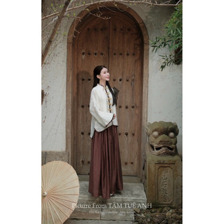 Pháp phục “Bạch Nguyệt Tâm “ Thiết kế gấm phối chân váy BY Tâm Tuệ Anh