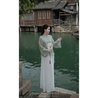 Pháp phục “Bạch Nguyệt Tâm “ Thiết kế gấm phối chân váy BY Tâm Tuệ Anh