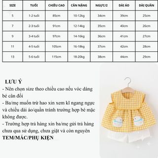 Set bộ caro vàng con gà vải thô mềm thoáng mát cho bé gái 1-6 tuổi D1295 Bí Ngô Nhỏ