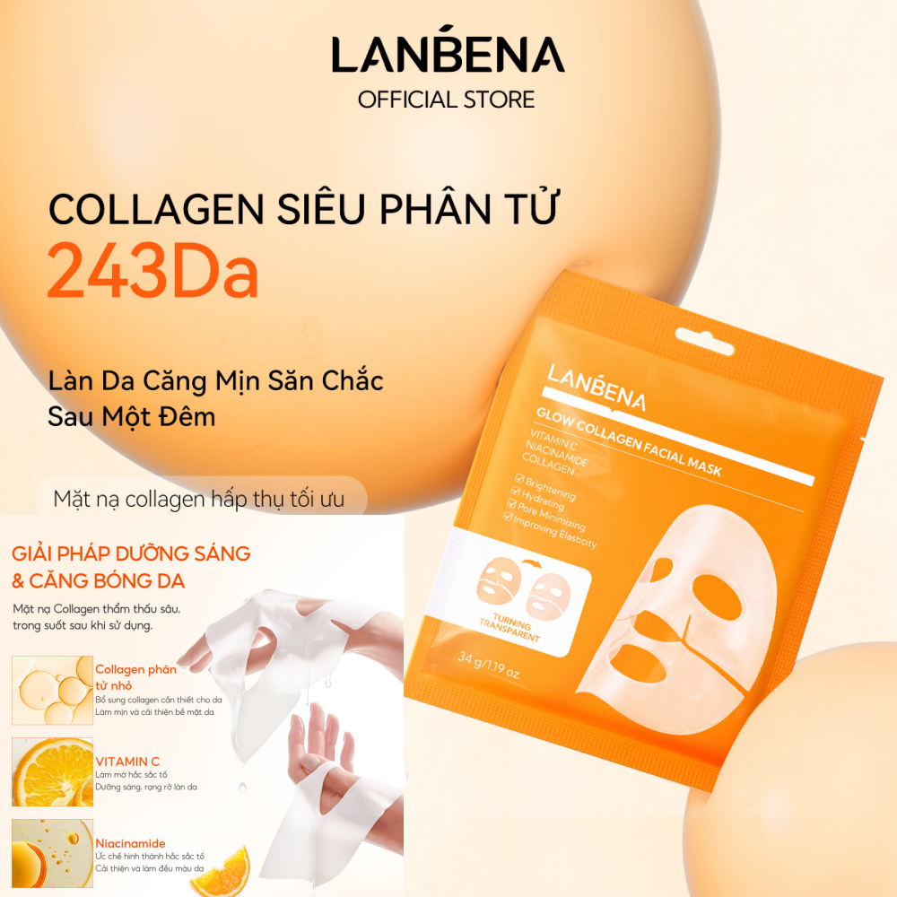 LANBENA Mặt Nạ Thạch  (34g) - Dưỡng Sáng Trắng Da, Chống Lão Hoá Giảm Nhăn Làm Dịu Trẻ Hoá Da Vitamin C  Skincare