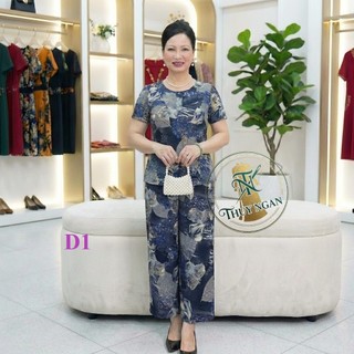 Đồ Bộ Lanh Trung Niên Nữ Sang Trọng - Vải Lanh Cao Cấp Mát Mịn, Tôn Dáng (45kg - 66kg)