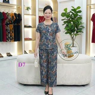 Đồ Bộ Lanh Trung Niên Nữ Sang Trọng - Vải Lanh Cao Cấp Mát Mịn, Tôn Dáng (45kg - 66kg)