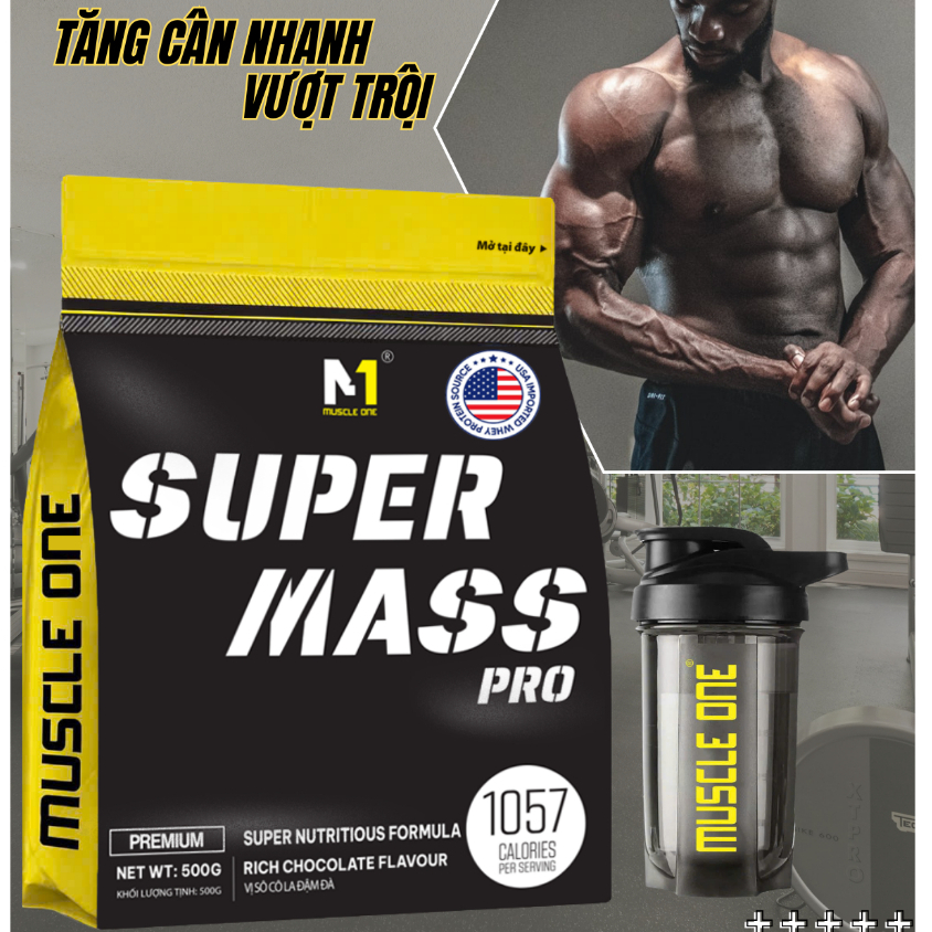 Bột sữa tăng cân cho người gây - Super Mass M1 hỗ trợ tăng cơ Túi + quà tặng