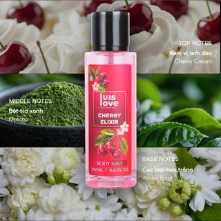 [MUA 4 TẶNG 1]Body mist Luislove 250ml, lưu giữ hương thơm lâu dài, phù hợp nhiều lứa tuổi