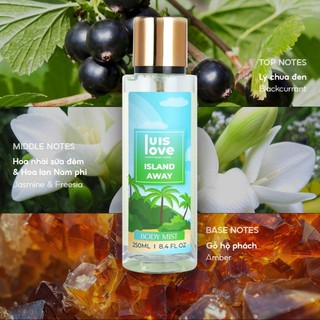 [MUA 4 TẶNG 1]Body mist Luislove 250ml, lưu giữ hương thơm lâu dài, phù hợp nhiều lứa tuổi