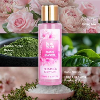 [MUA 4 TẶNG 1]Body mist Luislove 250ml, lưu giữ hương thơm lâu dài, phù hợp nhiều lứa tuổi