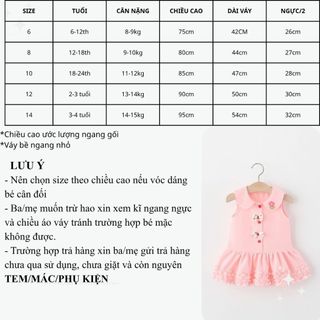 Váy bé gái sát nách gắn nơ ngọt ngào 9th-4 tuổi vải thô đũi mềm thoáng mát mùa hè D1296 Bí Ngô Nhỏ