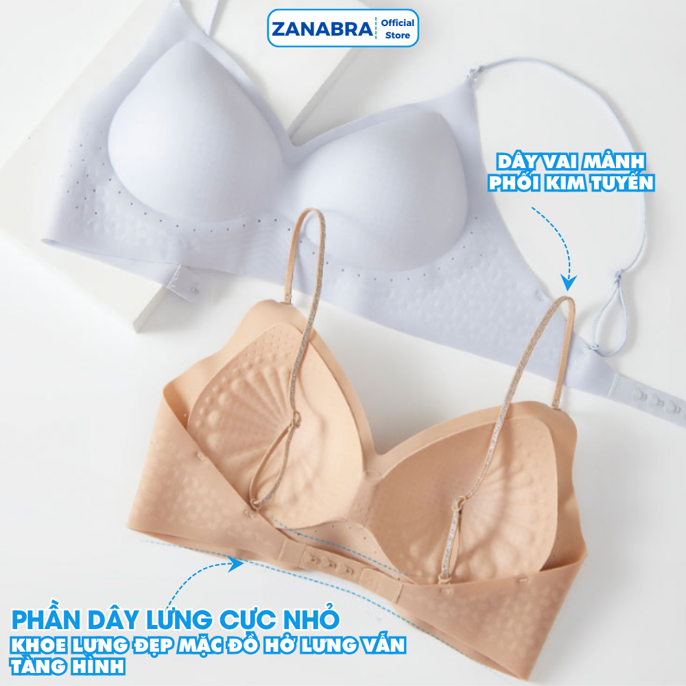 Áo ngực nữ su đúc mút giọt nước nâng ngực tự nhiên, Áo lót không gọng mút vừa dây mảnh hở lưng ZANABRA A925